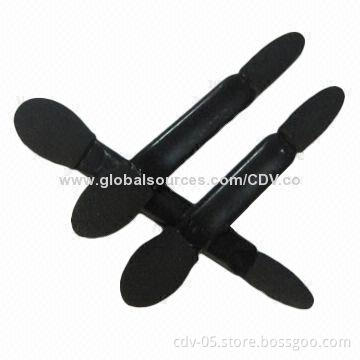Eye shadow makeup applicators, made of non-latex sponge and plastic handle